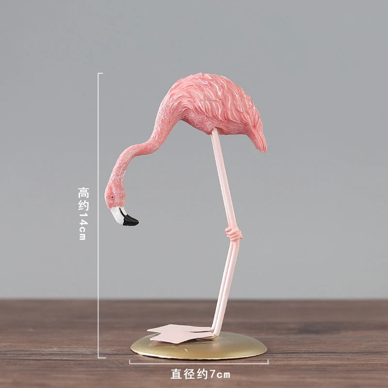 Pink Flamingo Standing Art Statues Home Decor Yard Ornament  Crafts Animal Figurine Decoration Objects Arts Gifts