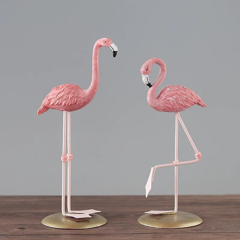 Pink Flamingo Standing Art Statues Home Decor Yard Ornament  Crafts Animal Figurine Decoration Objects Arts Gifts