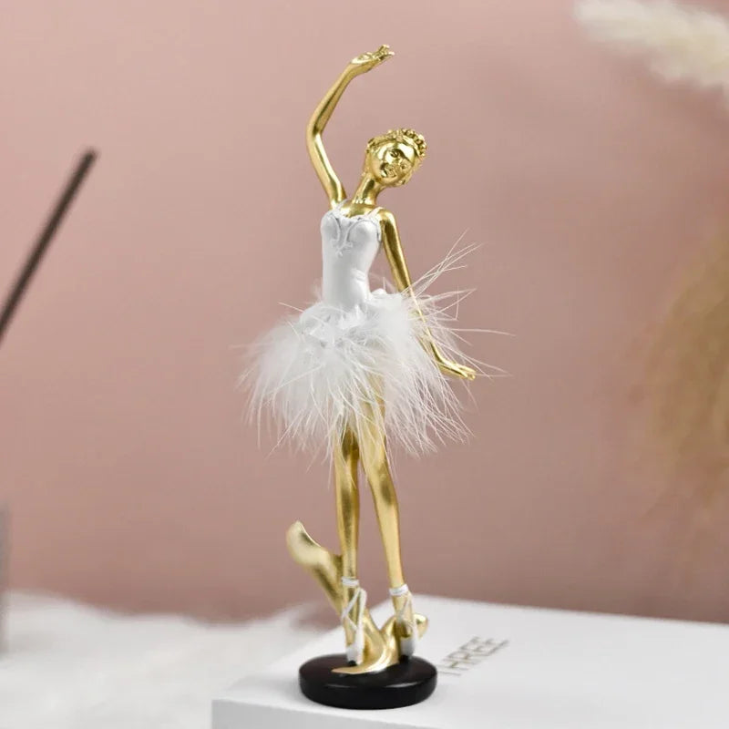 Nordic Luxury Cute Ballet Girl Resin Figurines Dancer Statue Home Bedroom Desktop Decoration Objects Birthday Present