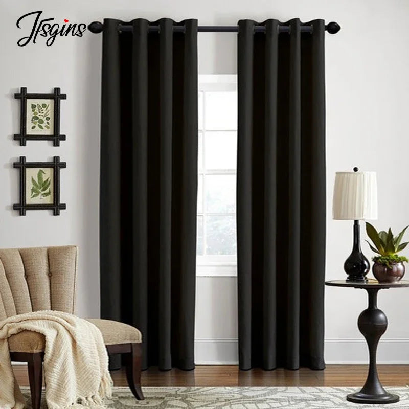 Hall Black Curtains for Living Room Bedroom Tende Blackout Curtains Window Treatment Opaque Blinds Cortinas Rideaux Occultant